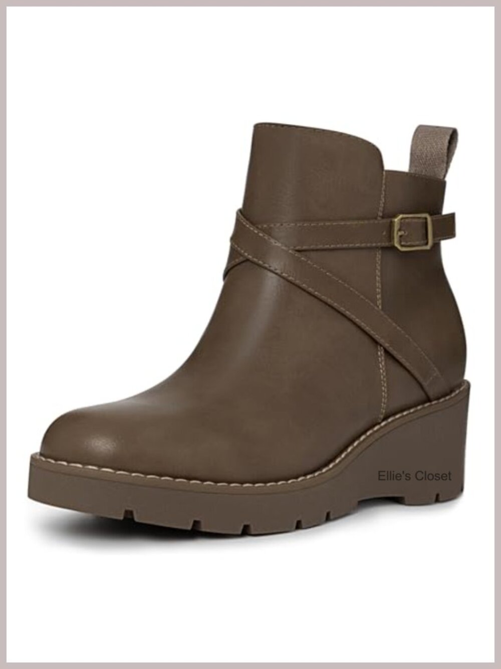Women's Wedge Ankle Boots Faux Leather Platform Lug Sole Side Zipper Booties